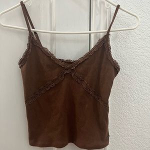 Brown Hollister tank top with lace